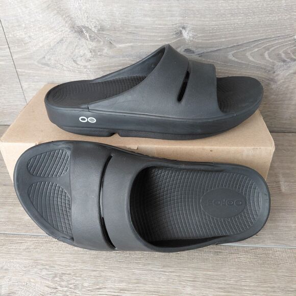 OOFOS Shoes - OOFOS OOahh Slides Unisex M5 W7 Black Slip On Orthopedic Recovery Comfort Sandal